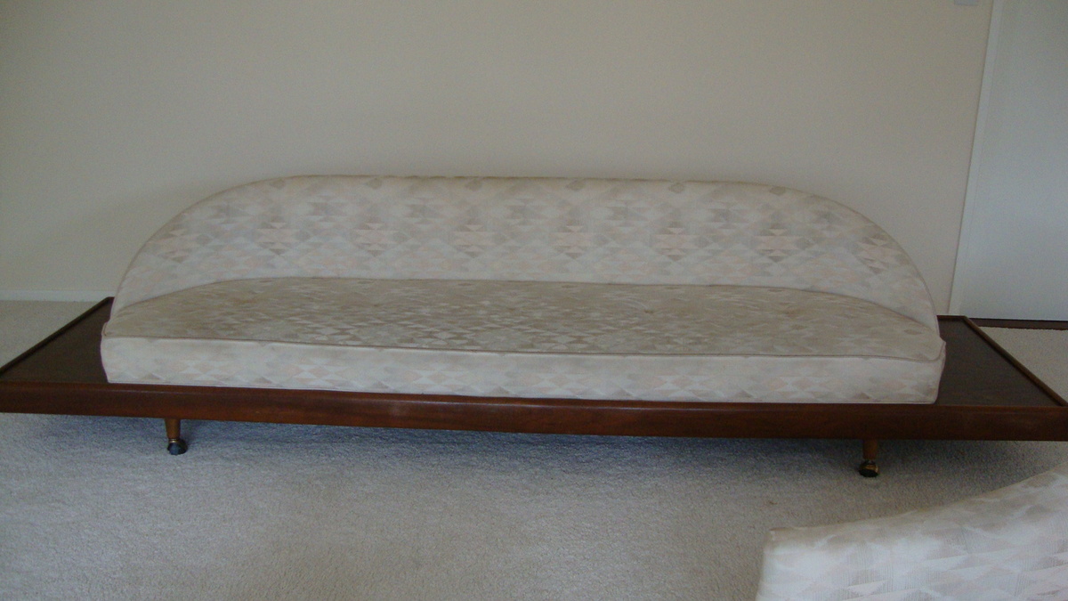 Vintage Mid Century Sofa Hollywood Style American Barrel Back Couch