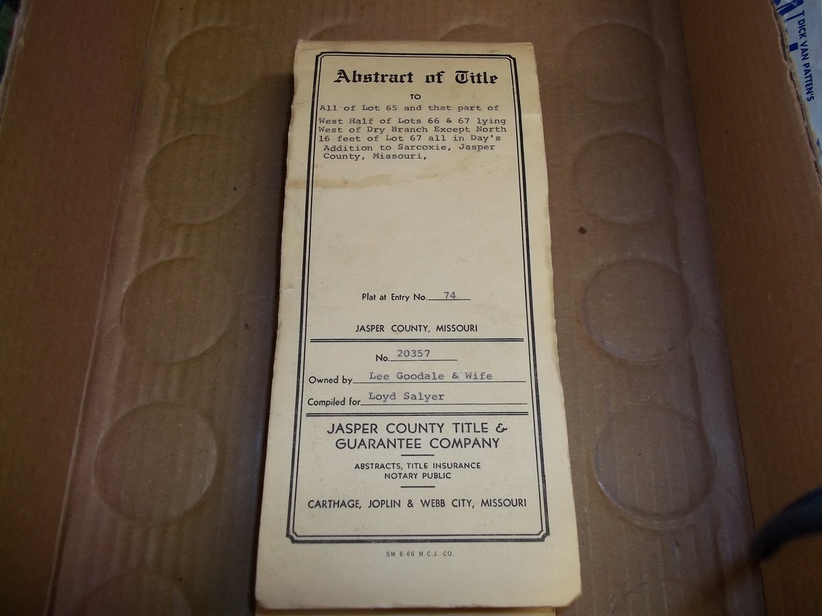 1839 PROPERTY TITLE - Paper