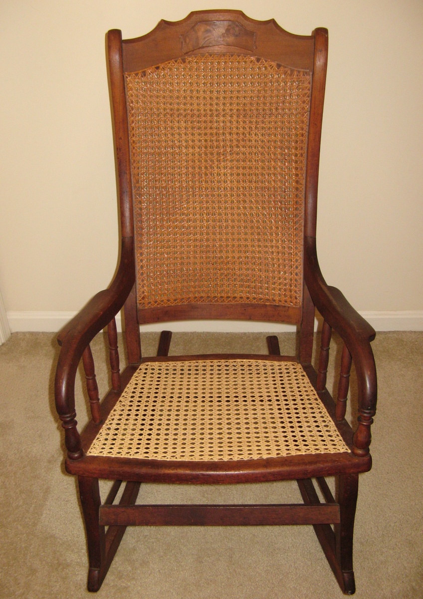 Big wood and cane rocking chair