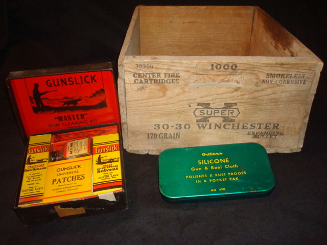 Gun cleaning kit and 30-30 ammo box