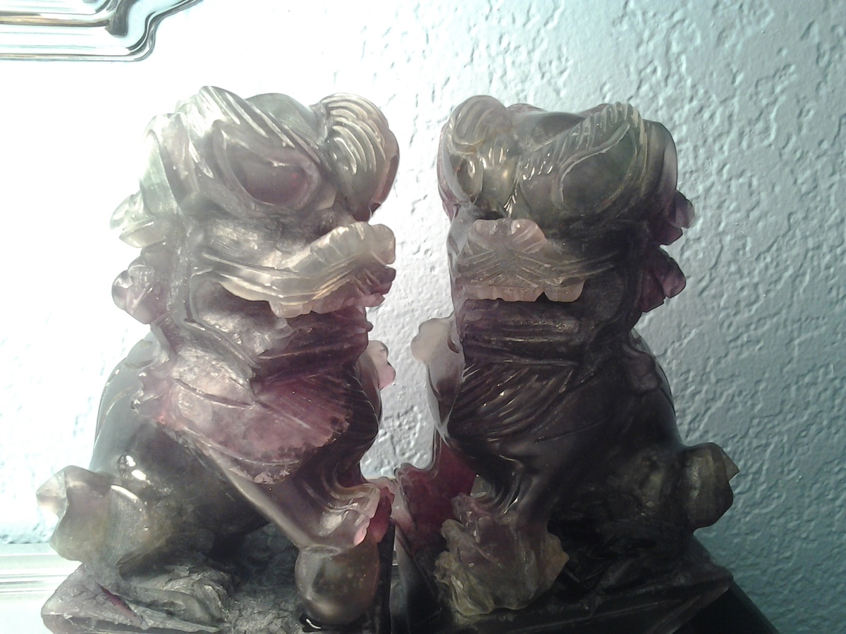 JADE OR AMETHYST FOO DOG'S - Asian