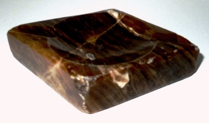 Brown Diamond Shaped Marble Ashtray - Tobacciana