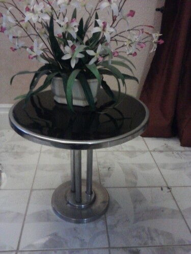Art Deco Black and Chrome End Table - Art Deco
