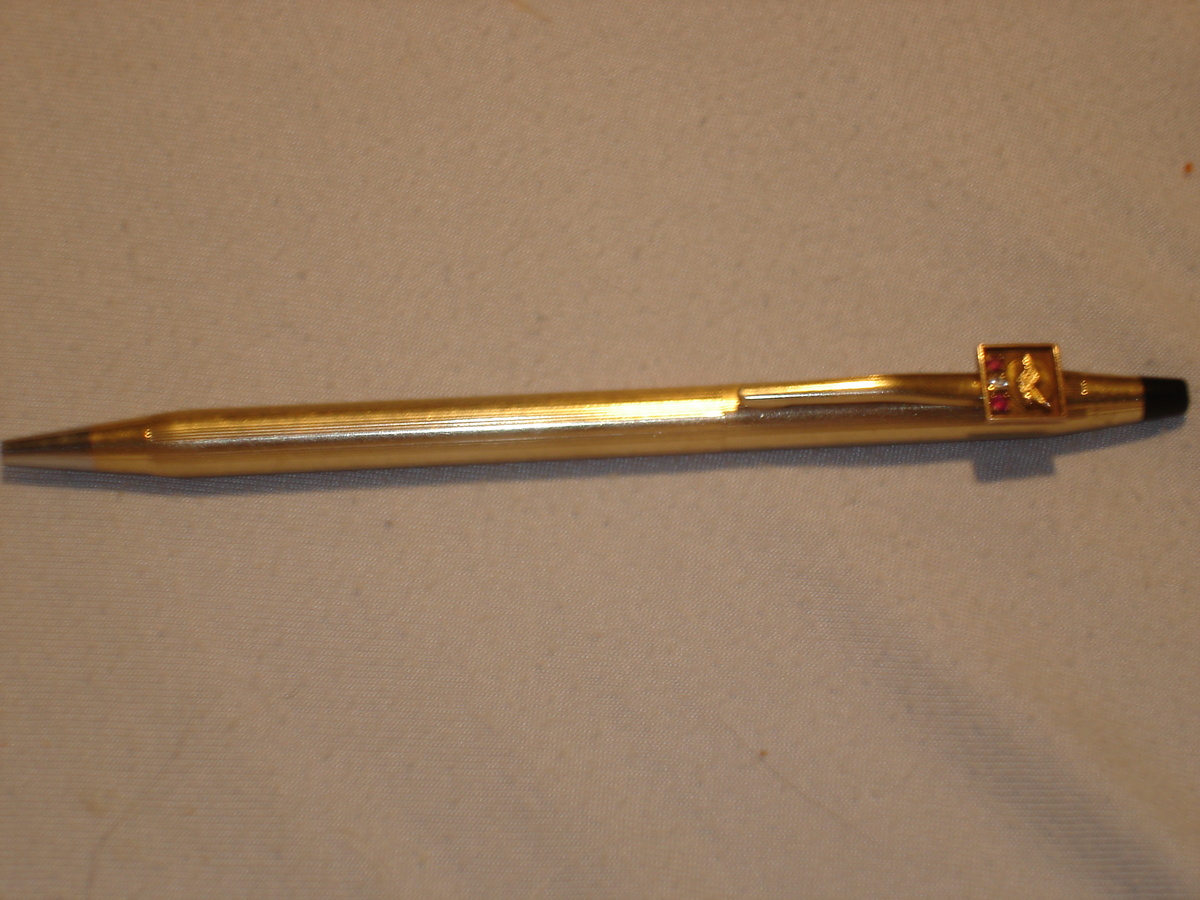 UNIDENTIFIED CROSS PEN!!! GOLD + DIAMOND AND RUBIES!!!