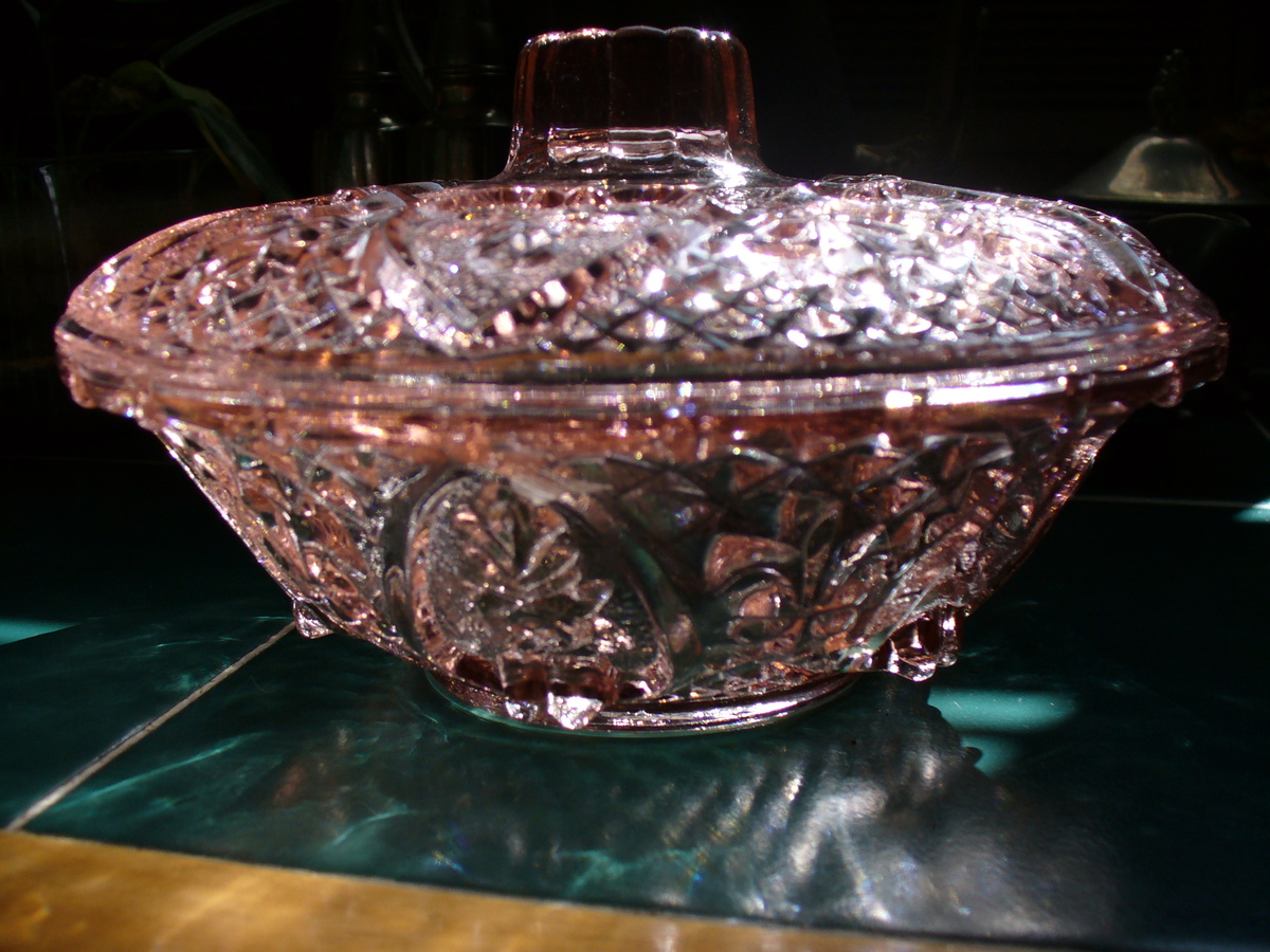 Pink Pressed Glass Bowl - Glassware