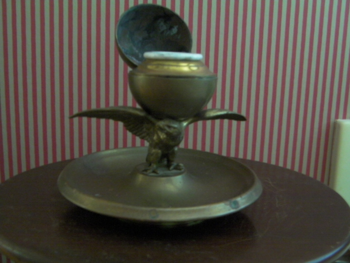 Brass Eagle Ink Well - Office