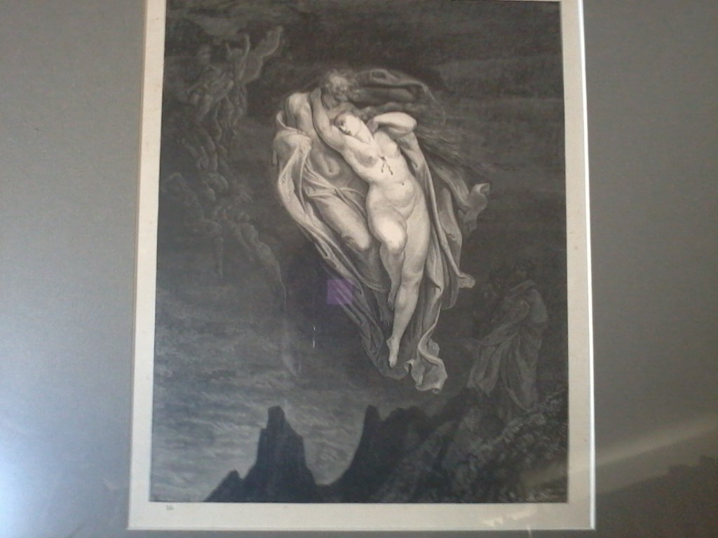 Gustave Dore Etching by Engraver Pannemaker, from Inferno Canto 5, "The Unfortunate Love of Paolo and Francesca"