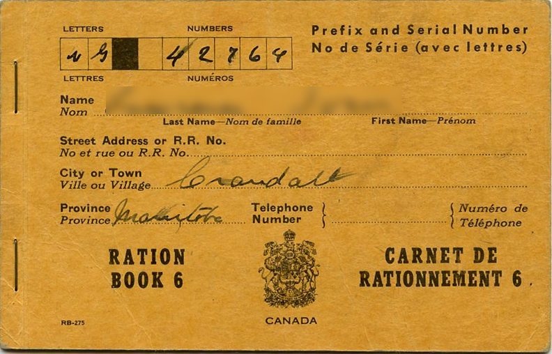 Canadian ration book WW II