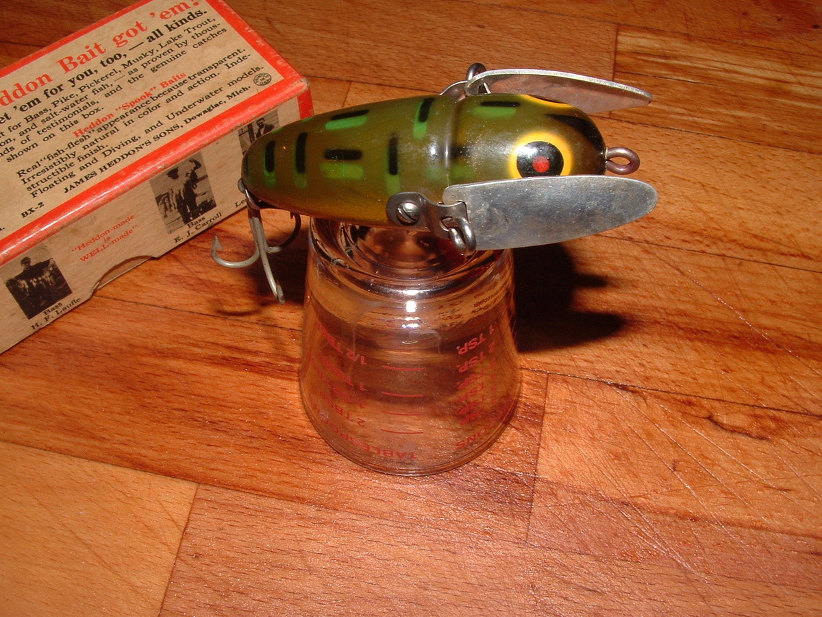 Vtg Heddon wood Crazy Crawler W/Box