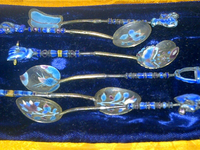 Hand Crafted enamel painted Silver Spoons