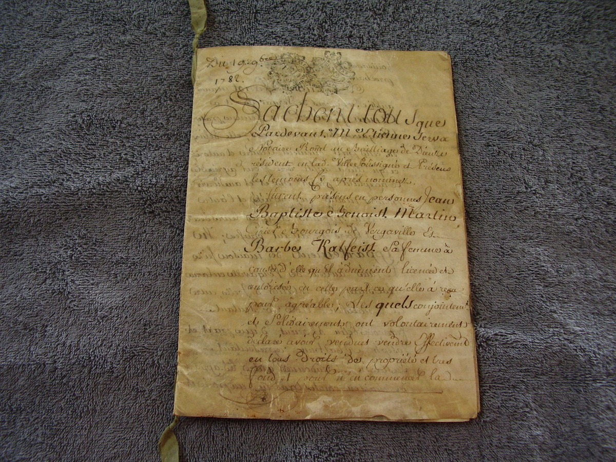 1782 Bill of sale, 6 pages...