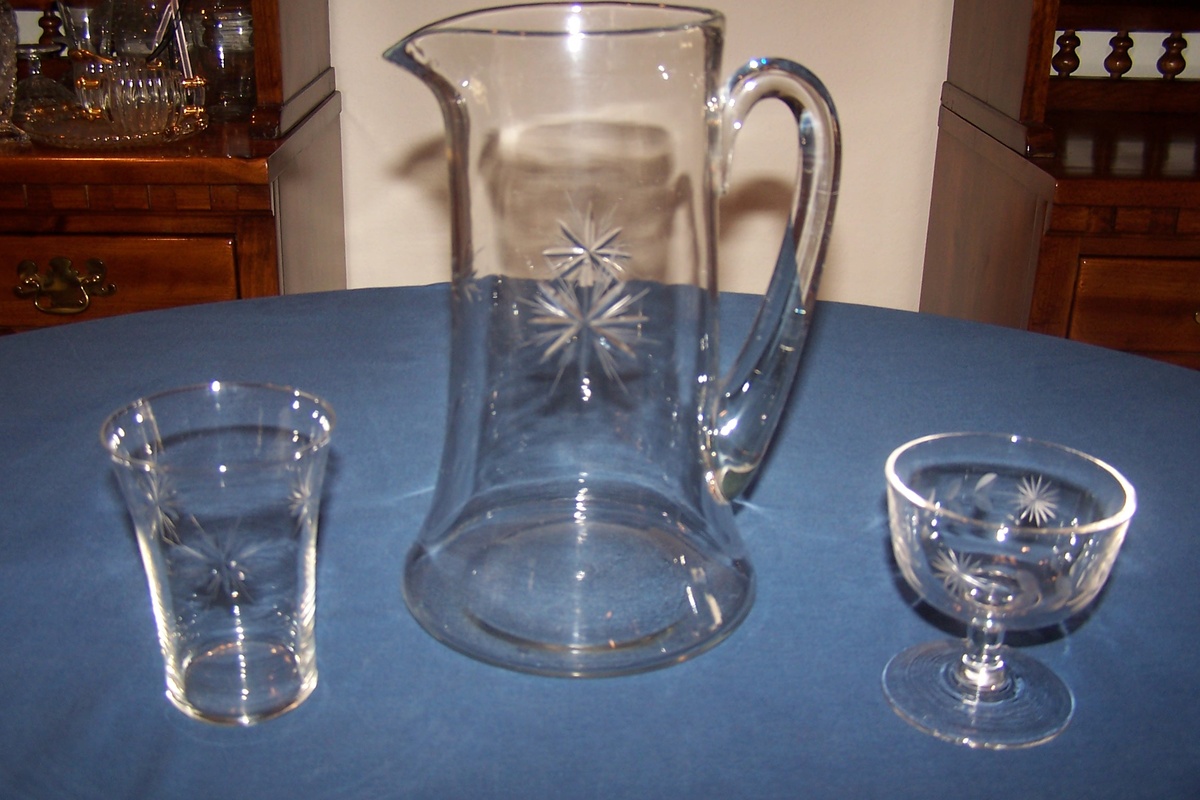 My Grandmothers Beautiful Pitcher and Glasses - Glassware