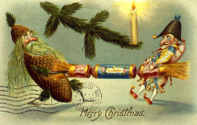 christmas cracker cartolina vintage